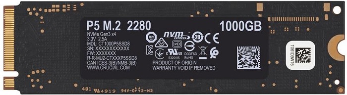 CRUCIAL CT1000P5SSD8 P5 SERIES M.2 2280 1TB 3D NAND NVME INTERNAL SSD