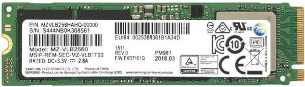 SAMSUNG MZ-VLB2560 PM981 SERIES 256GB NVME SOLID STATE DRIVE